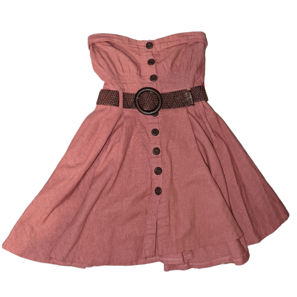 Poetry Strapless Belted Mini Dress Small